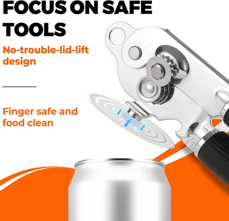 Bxgnip Can Opener Manual with Magnet,Soft Grip Rubber Handle Sharp Blade Smooth Edge,Effortless knob,Heavy Duty Can Opener with Multifunctional Bottle Opener - Image 5